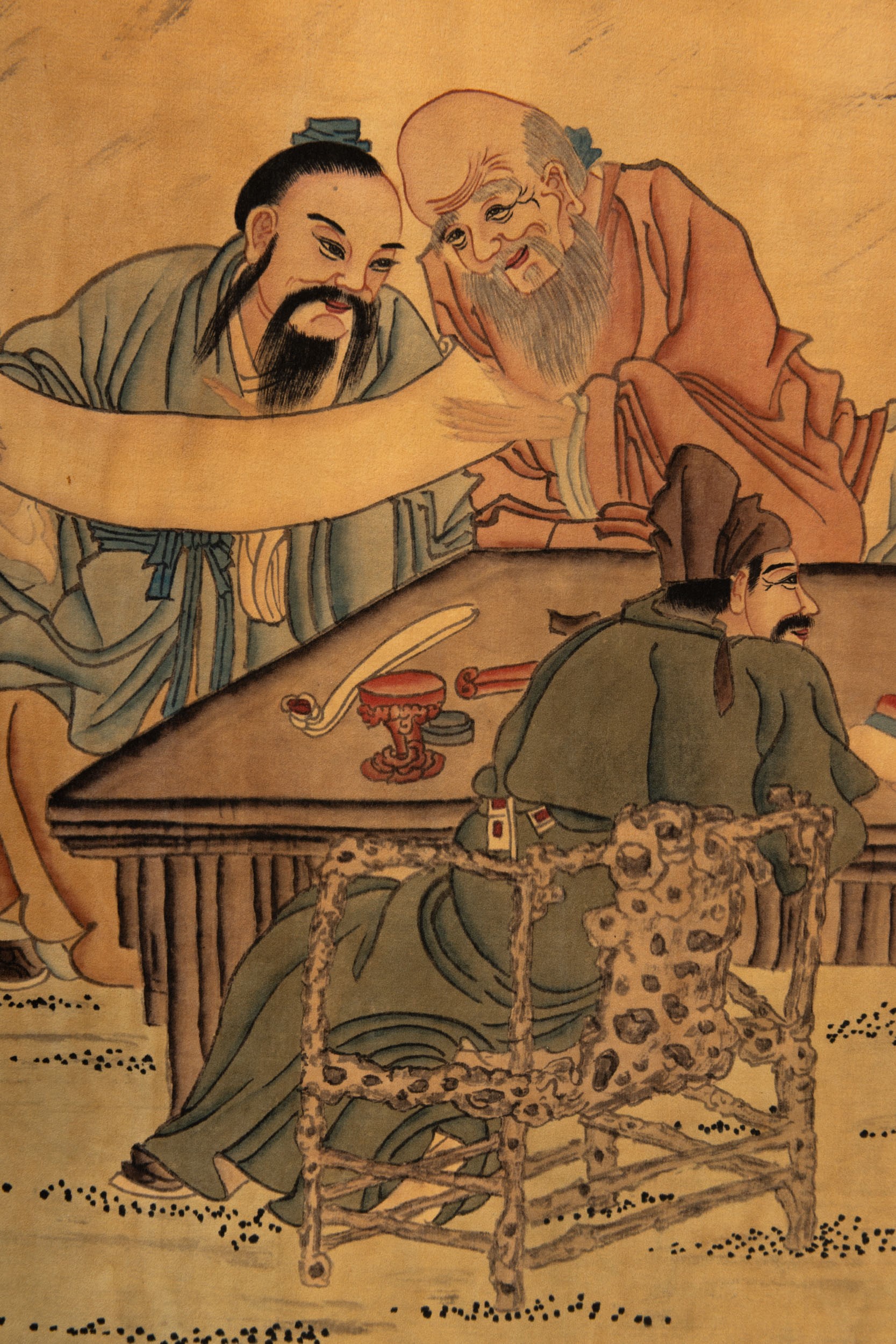 Cina, Scroll raffigurante Shoulao con immortali, iscrizioni e sigilli