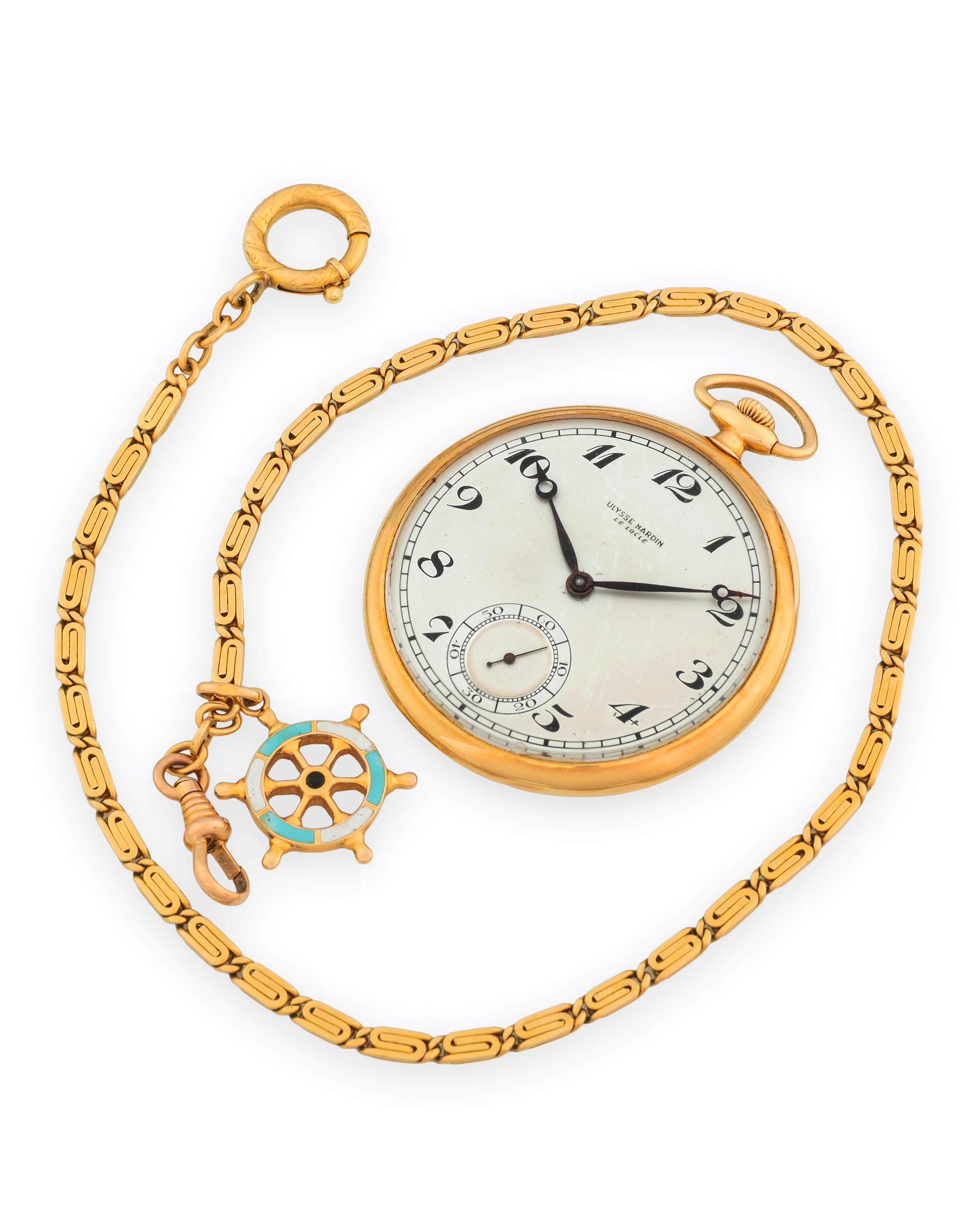Ulysse Nardin - Orologio da tasca in oro giallo 18k con quadrante argentè e piccoli secondi (circ...