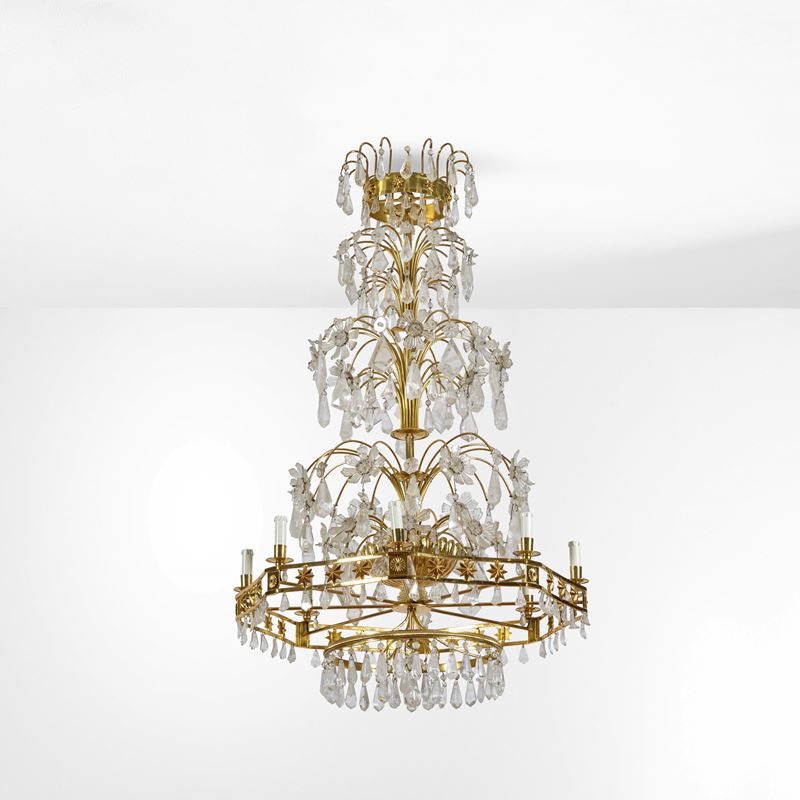 Lampadario in bronzo dorato e cristalli di Rocca  - Auction Italian Mansions - Cambi Casa d'Aste