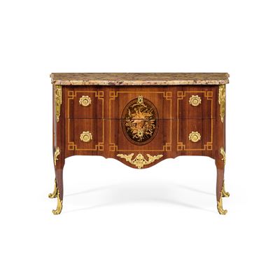 Commode lastronata e intarsiata, Francia fine XVIII secolo