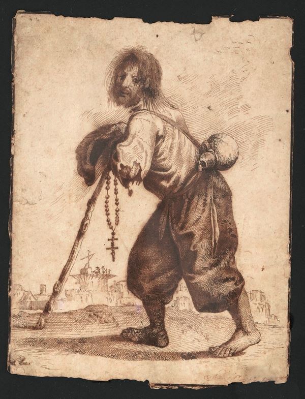 Scuola italiana del XVII secolo Figura di mendicante