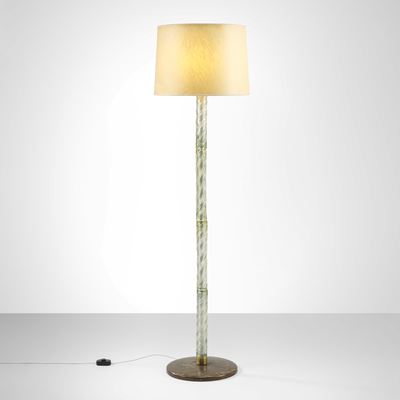 Lampada da terra in ottone e vetro di Murano (Venini)