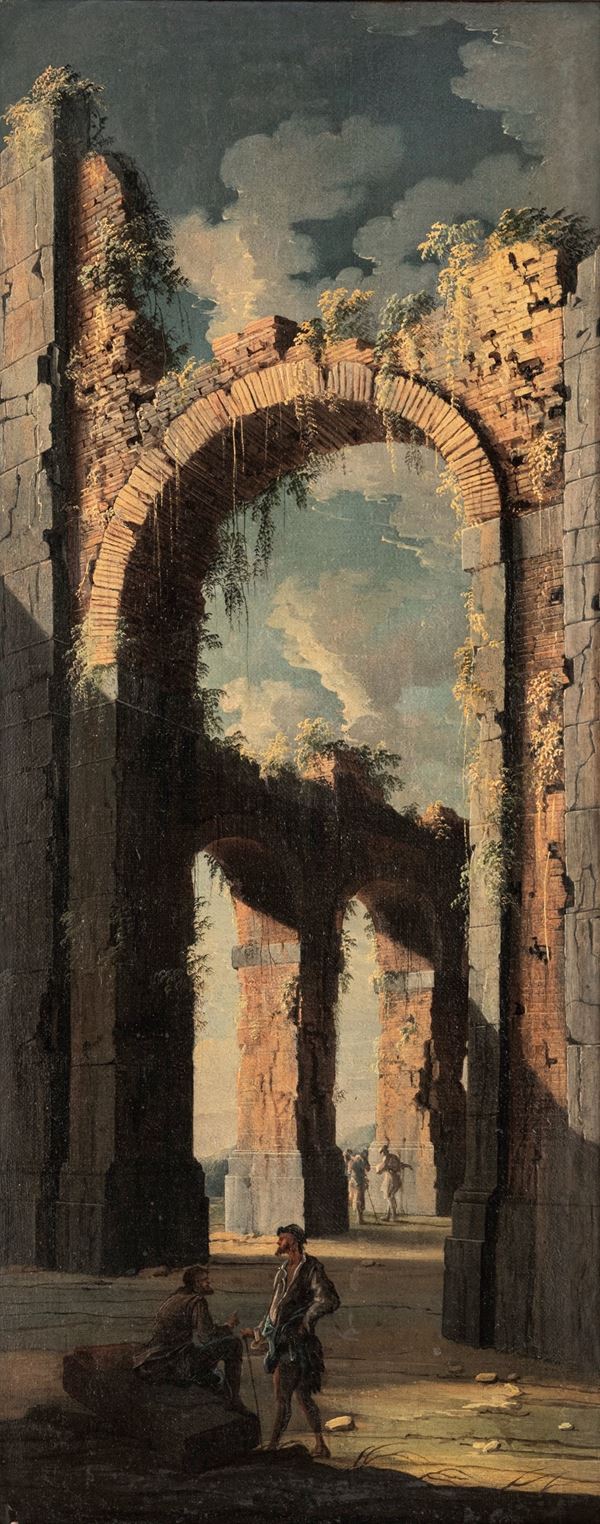 Scorcio con arco e figure
