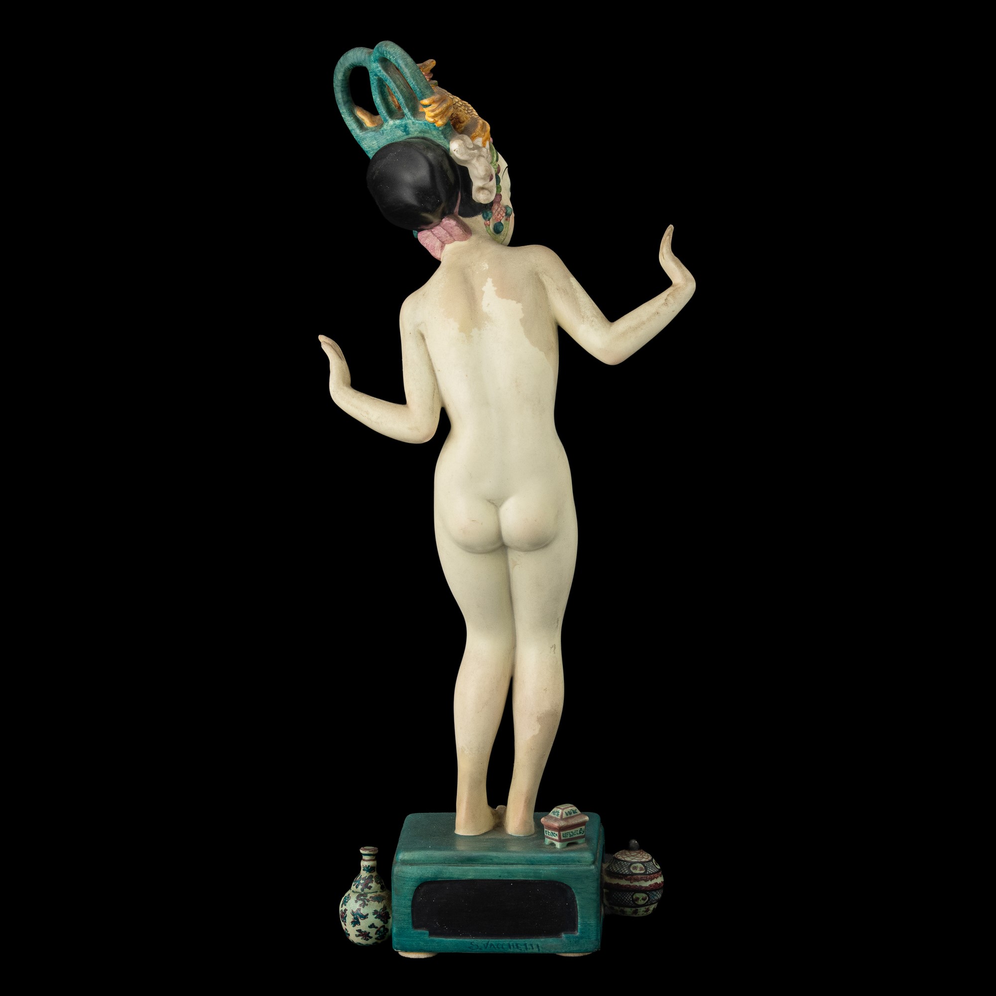 Sandro Vacchetti - Torino 1936 “Liu-Tu”, figura nudino orientale in terraglia policroma