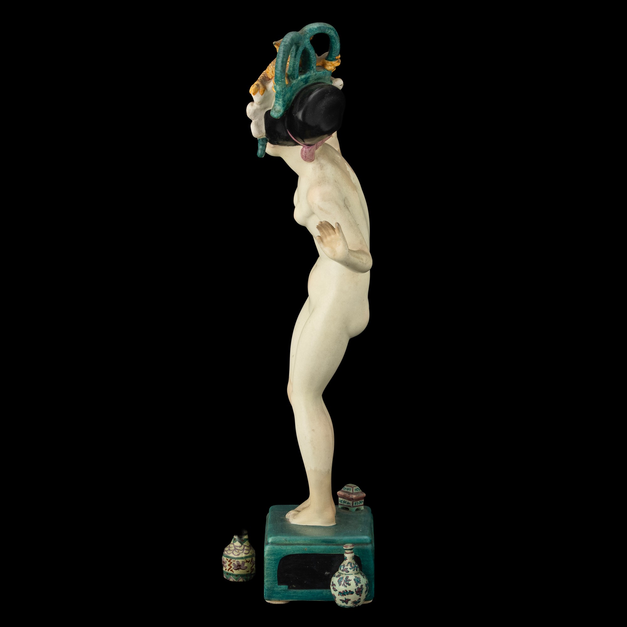 Sandro Vacchetti - Torino 1936 “Liu-Tu”, figura nudino orientale in terraglia policroma