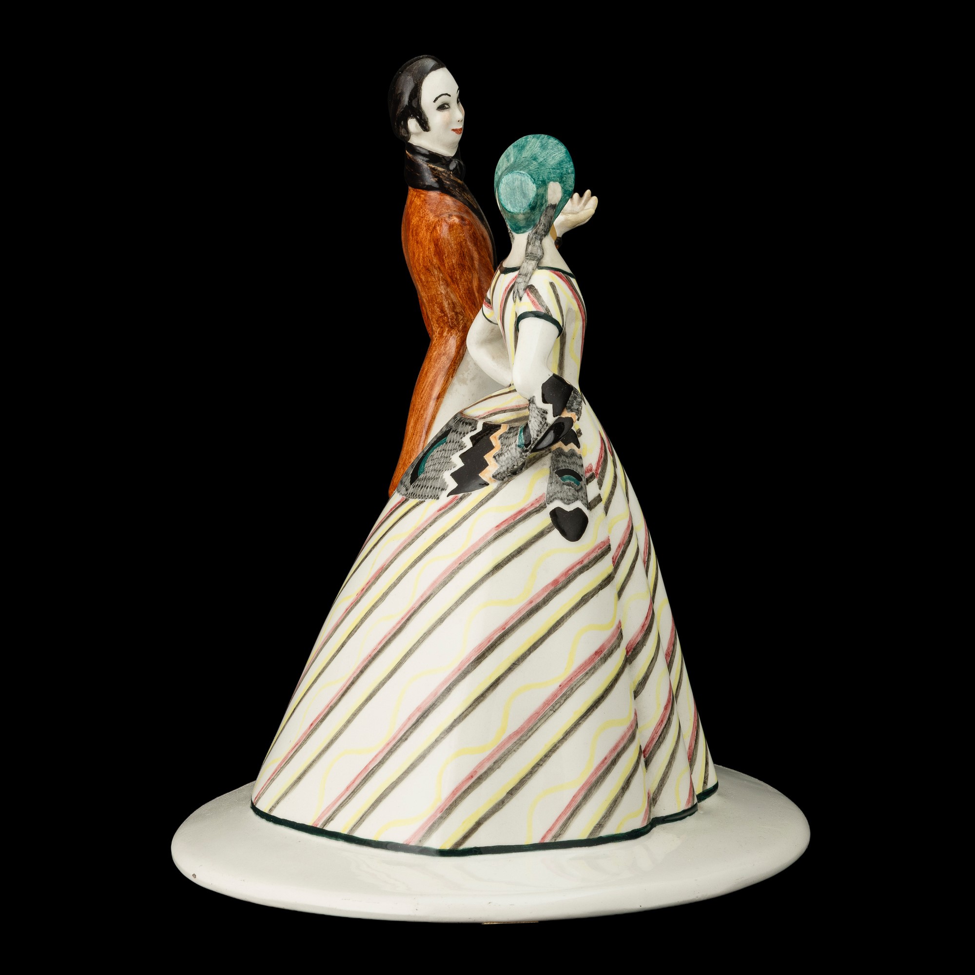 Massimo Quaglino - Dama e cavaliere 1848 – Passeggiata sentimentale, scultura in terraglia policr...