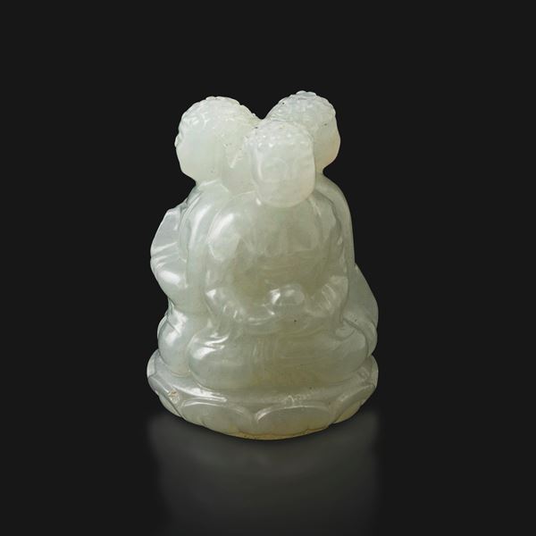 Figura di tre divinità in giada bianca, Cina, Dinastia Qing, XIX secolo