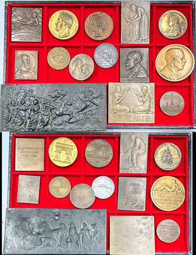 Francia, Lotto di quattordici medaglie e placchette (XIX-XX secolo)