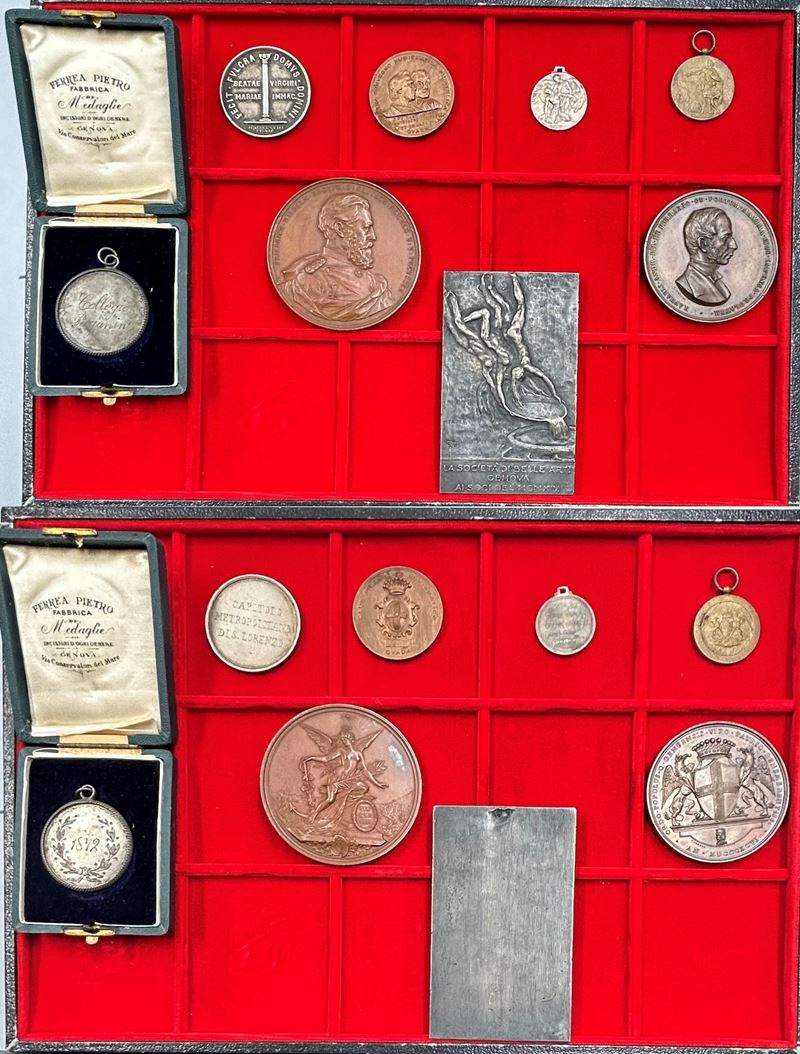 LIGURIA. Lotto di otto medaglie e placchette.  - Auction Light Numismatics - Cambi Casa d'Aste