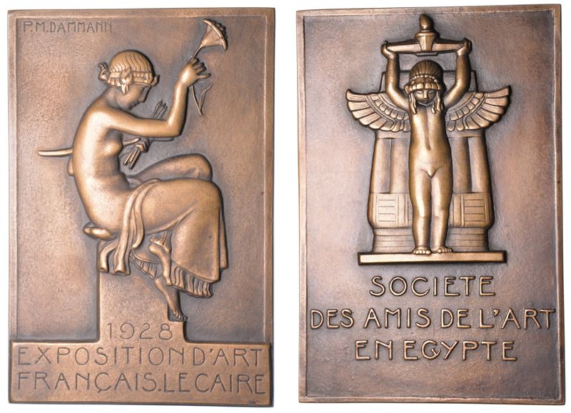 Egitto, Fouad I (1917-1936), Placca in bronzo (Exposition d’Art Francais, Le Caire), 1928