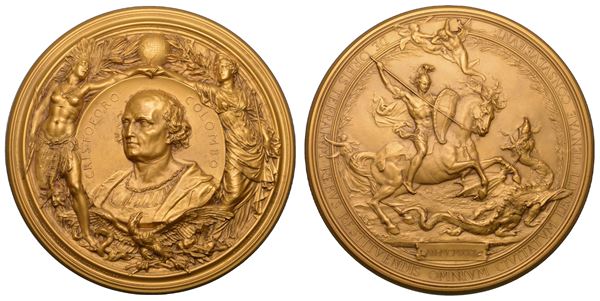 GENOVA. CONFERENZA INTERNAZIONALE DI GENOVA. Medaglione in bronzo dorato 1922.