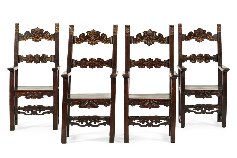 Quattro seggioloni. XVII secolo  - Auction Italian Mansions - Cambi Casa d'Aste