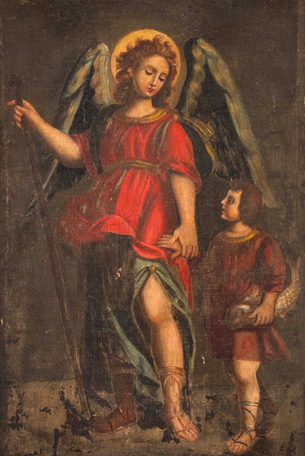 Scuola del XVIII secolo Tobiolo e l'angelo