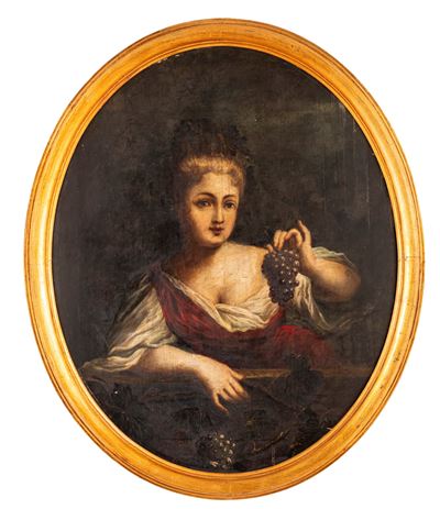 Scuola del XVIII secolo, Allegoria dell’Autunno, olio su tavola ovale