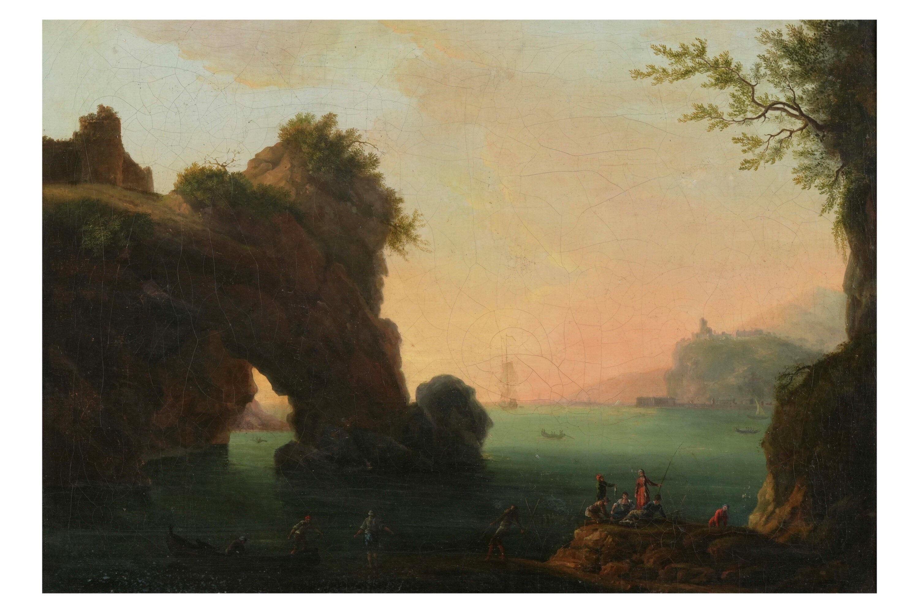 Claude Joseph Vernet - Paesaggio costiero con pescatori e imbarcazioni