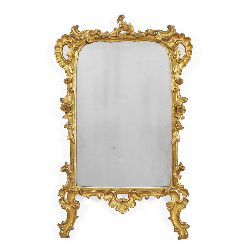 Specchiera in legno intagliato e dorato. XIX secolo  - Asta Dimore Italiane - Cambi Casa d'Aste