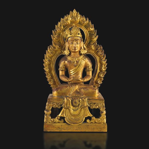Gilt bronze figure of Amitayus, China, Qing Dynasty, Qianlong mark and period (1736–1796).
