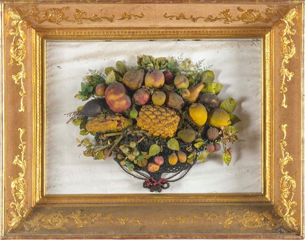 Composizione di frutta in cera. Fine XIX - inizio XX secolo