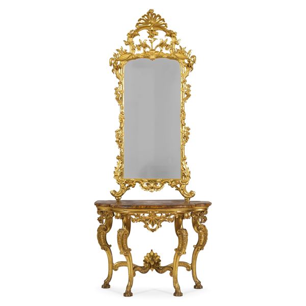 Console con specchiera. XVIII-XIX secolo
