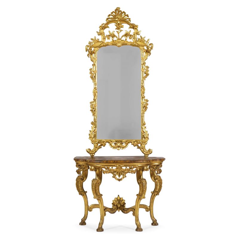 Console con specchiera. XVIII-XIX secolo  - Asta Dimore Italiane - Cambi Casa d'Aste