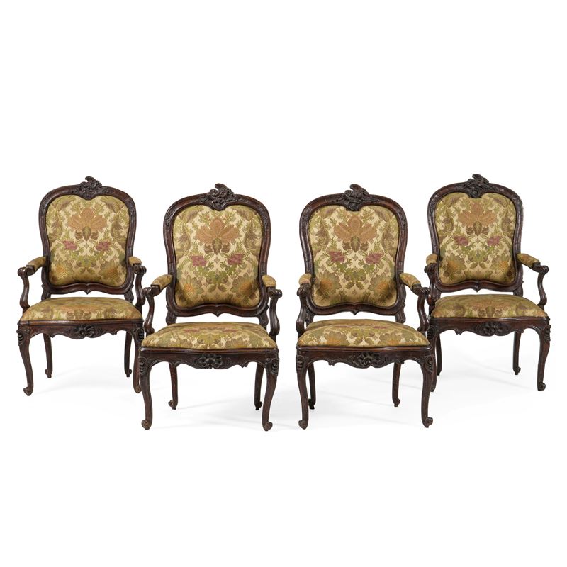 Gruppo di quattro poltrone. XVIII secolo  - Auction Italian Mansions - Cambi Casa d'Aste