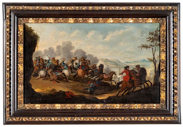 Scuola del XVIII secolo Scontro di cavalleria