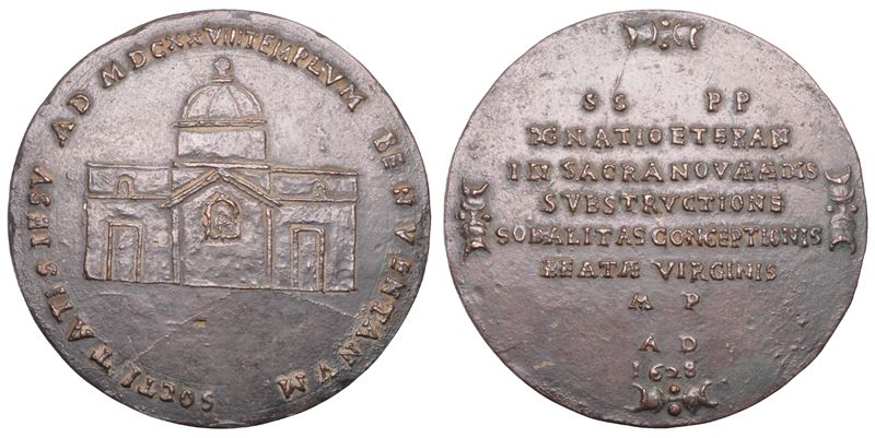 BENEVENTO, Medaglia in bronzo di grande modulo (1628) – Inizio dei lavori della nuova chiesa dei ...