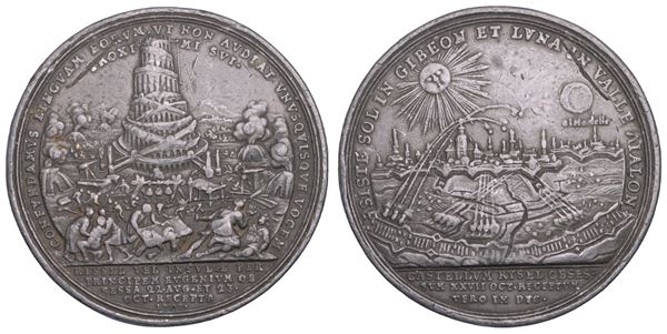 AUSTRIA. JOSEPH, 1705-1711. Medaglia in piombo 1708. Conquista di Lille da parte del Principe Eugenio.