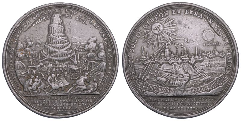 AUSTRIA. JOSEPH, 1705-1711. Medaglia in piombo 1708. Conquista di Lille da parte del Principe Eugenio.  - Asta Numismatica Light - Cambi Casa d'Aste