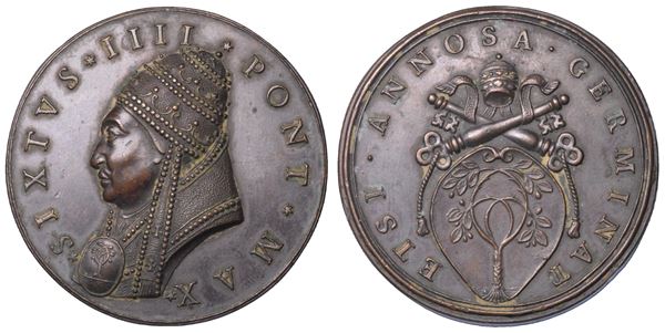 STATO PONTIFICIO. SISTO IV (Francesco Della Rovere), 1471-1484. Medaglia di restituzione in bronzo (fine sec. XVII).
