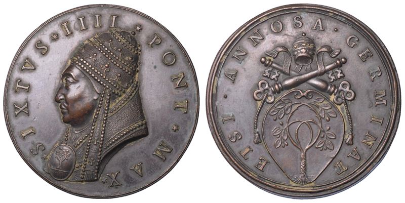 STATO PONTIFICIO. SISTO IV (Francesco Della Rovere), 1471-1484. Medaglia di restituzione in bronzo (fine sec. XVII).  - Asta Numismatica Light - Cambi Casa d'Aste