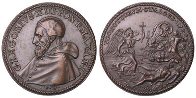 Bonzagni, Gianfederico, Medaglia di bronzo, Gregorio XIII (Ugo Boncompagni), 1572