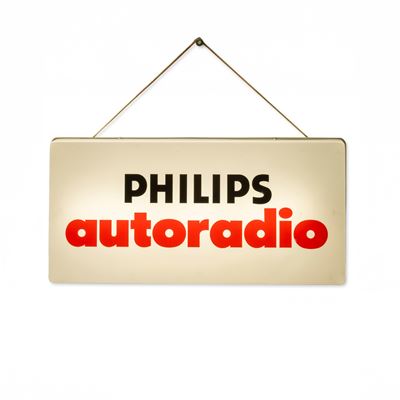 Insegna luminosa, plastica termoformata, Autoradio Philips (circa 1980)