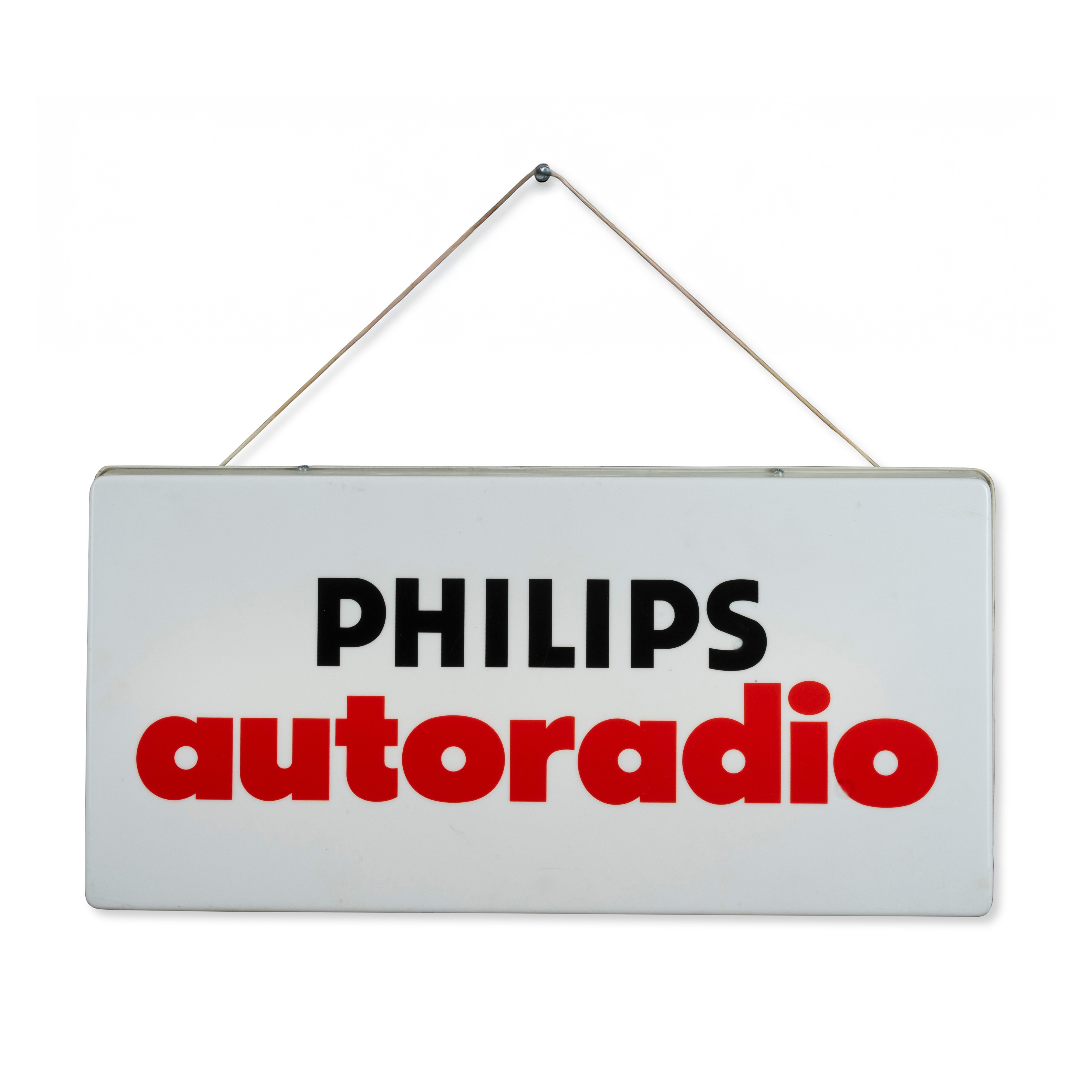 Insegna luminosa, plastica termoformata, Autoradio Philips (circa 1980)