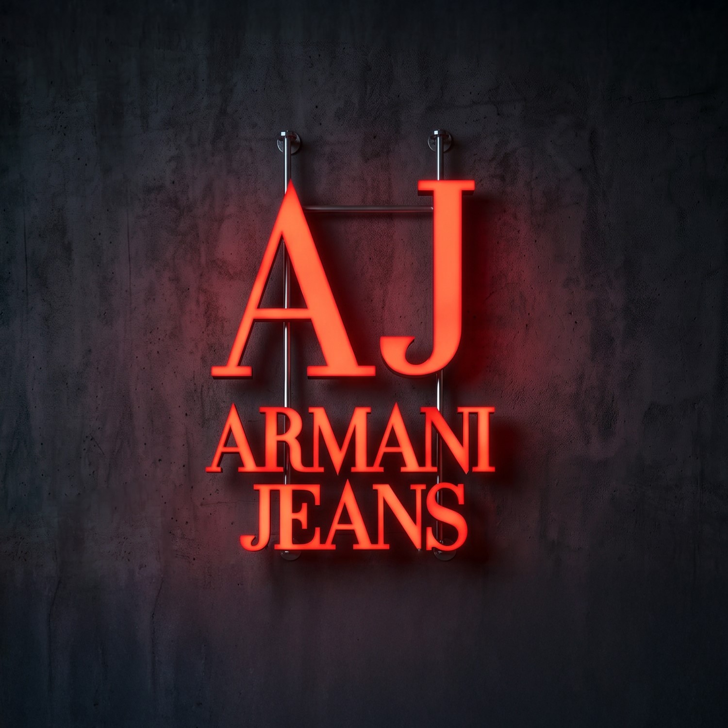 Insegna luminosa in metallo Armani Jeans, 1990-2000