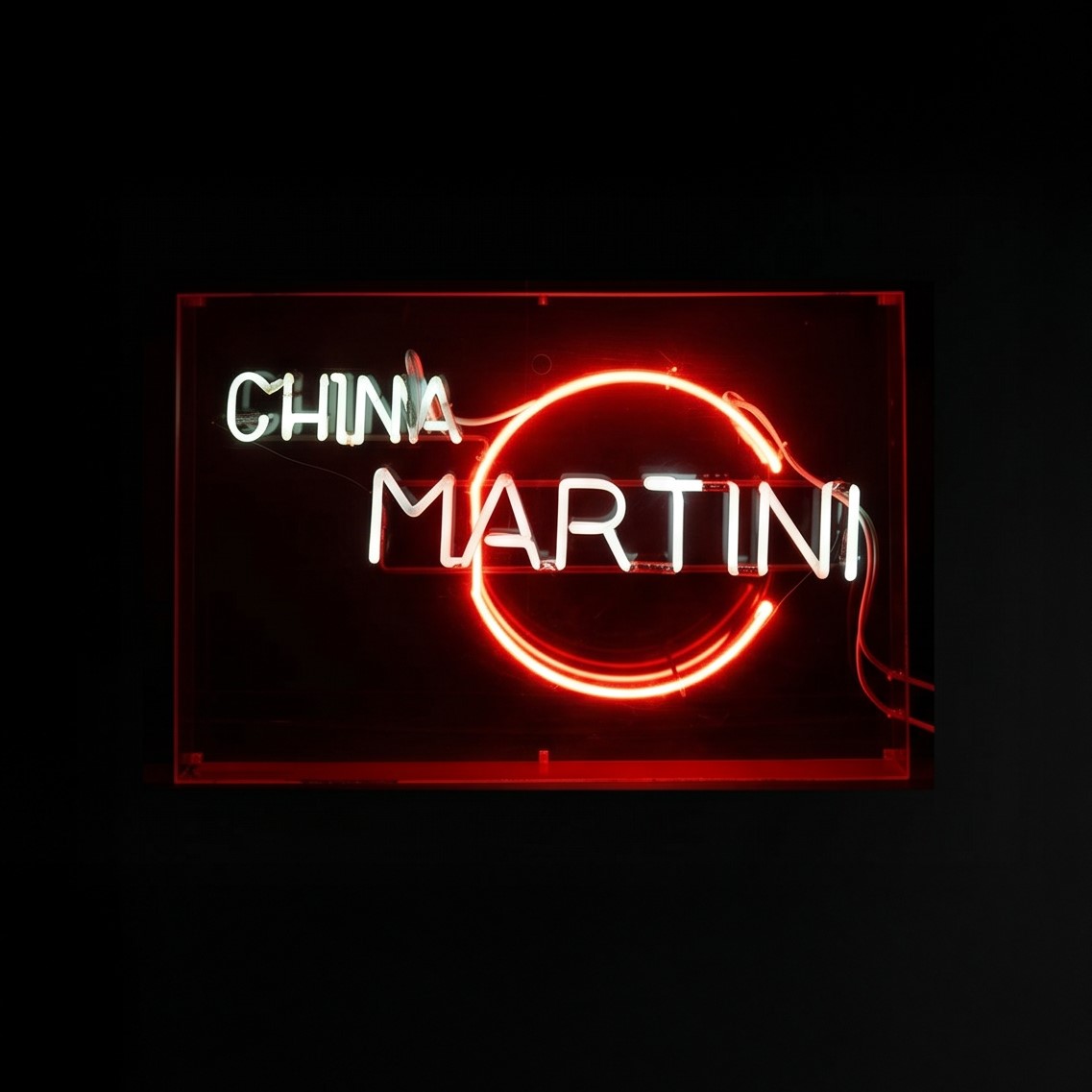 China Martini, insegna luminosa a filo neon e plexiglass (circa 1980)