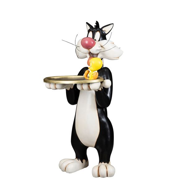 Gatto Silvestro e Titti con vassoio