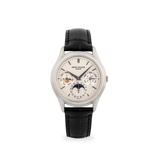 Calendario Perpetuo ref. 3940G in oro bianco 18k con doppio fondello, quadrante Silver, con scatola del tempo e garanzia, circa 2006