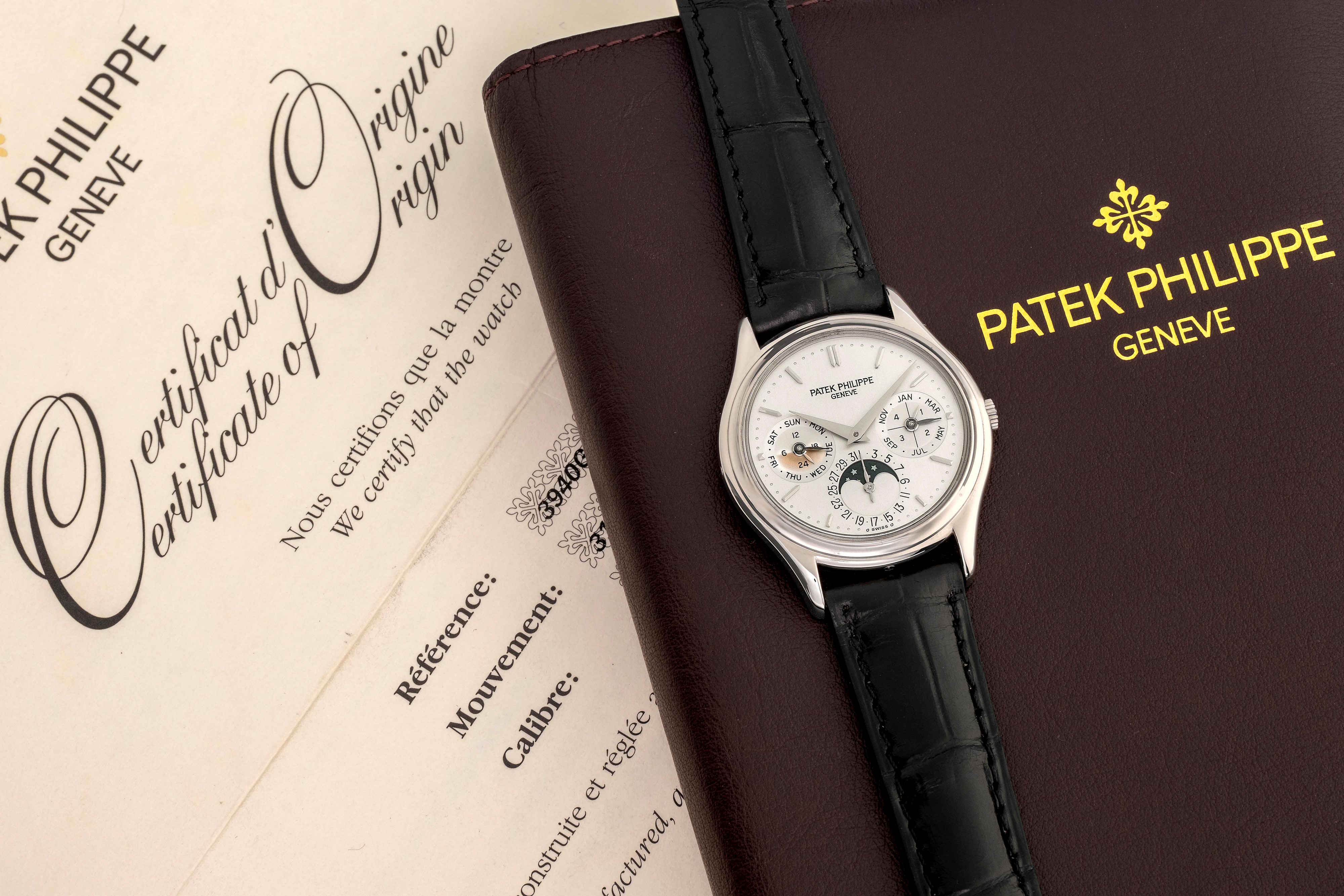 Patek Philippe - Calendario perpetuo ref. 3940G in oro bianco 18k con doppio fondello, quadrante ...