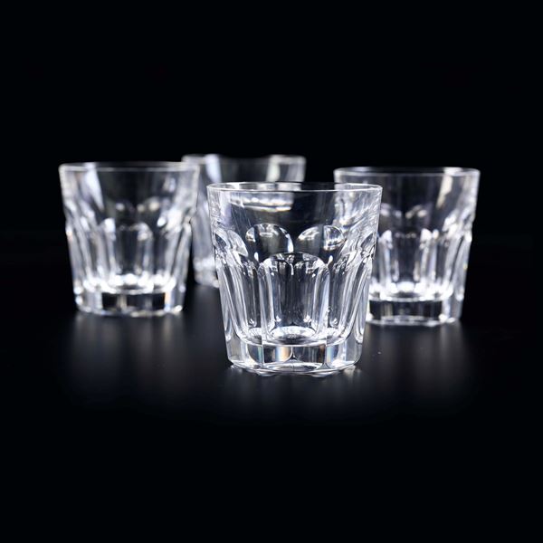 Quattro tumbler da whisky “Harcourt”.<BR>Francia, Manifattura Baccarat, XX secolo.