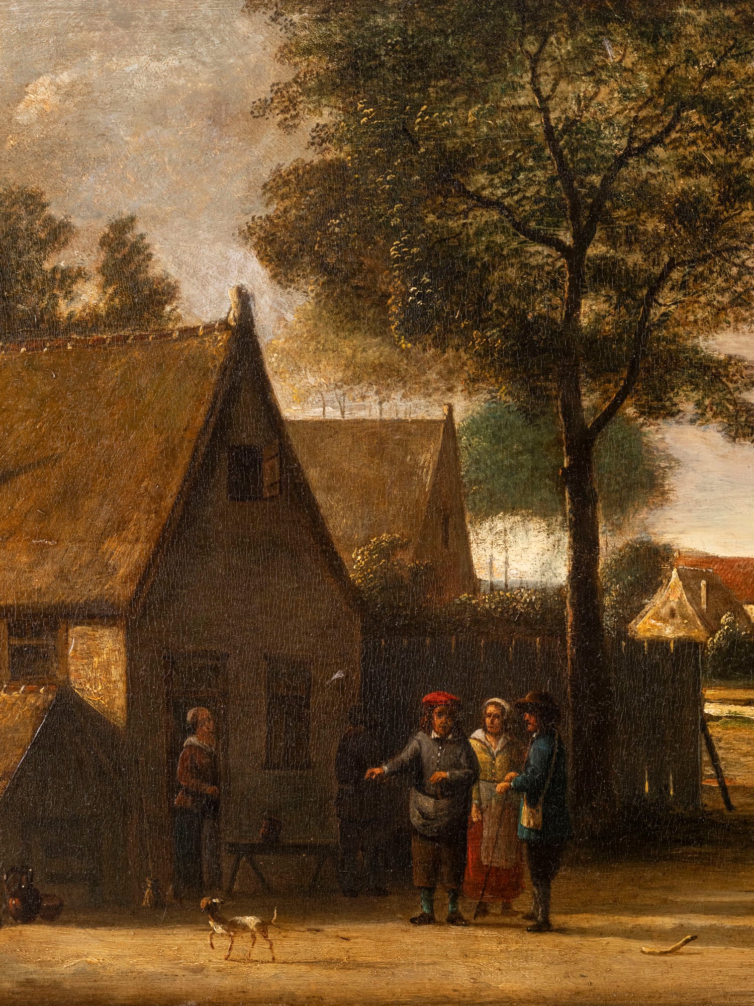 David Teniers - Villaggio con figure, olio su tavola