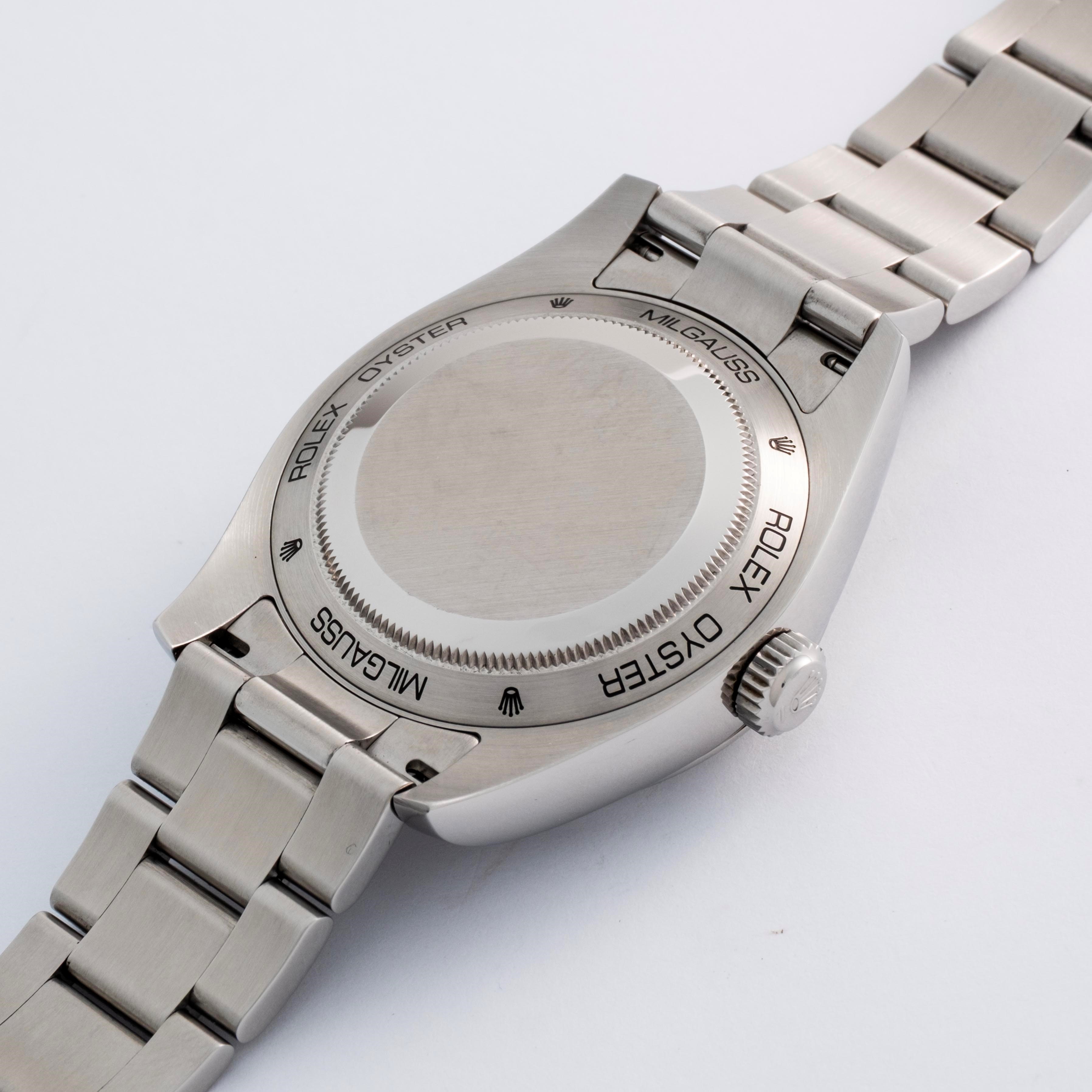 Rolex - Oyster Perpetual Milgauss ref. 116400GV in acciaio con quadrante nero e vetro verde (circ...