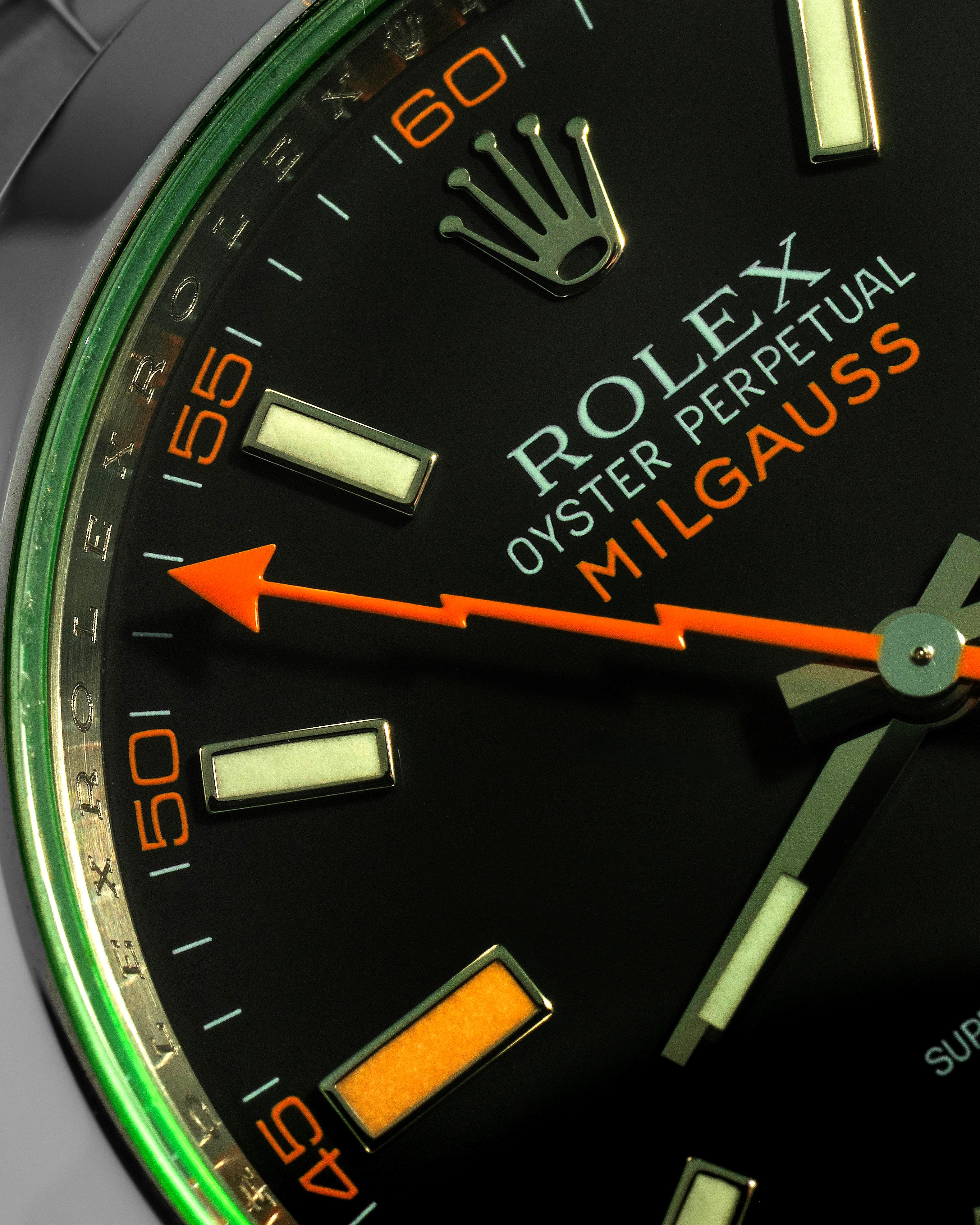Rolex - Oyster Perpetual Milgauss ref. 116400GV in acciaio con quadrante nero e vetro verde (circ...