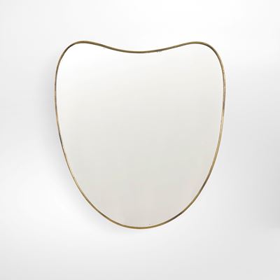 Specchiera, cornice in ottone con cristallo specchiato (produzione italiana, ca. 1950)