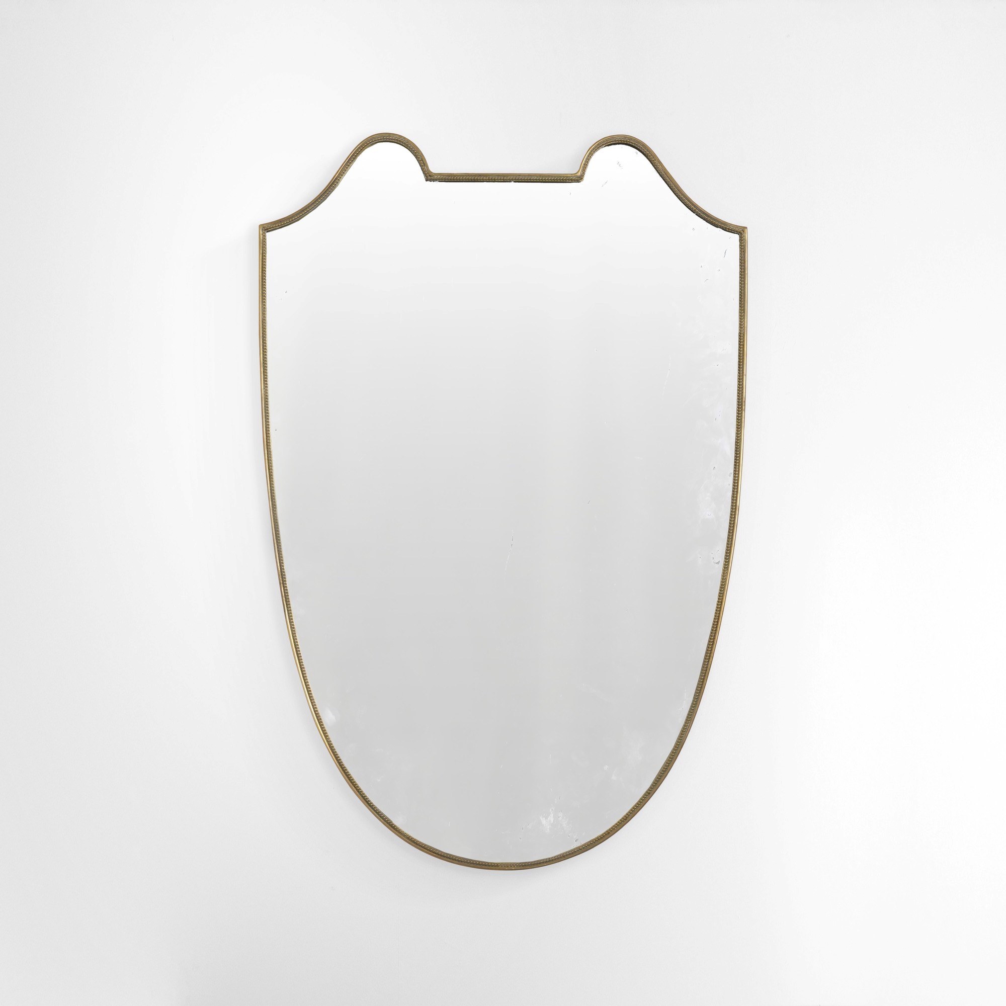 Specchiera, cornice in ottone e cristallo specchiato (Italia, ca. 1950)