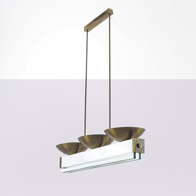 Lampada a sospensione in ottone e cristallo molato (Fontana Arte)