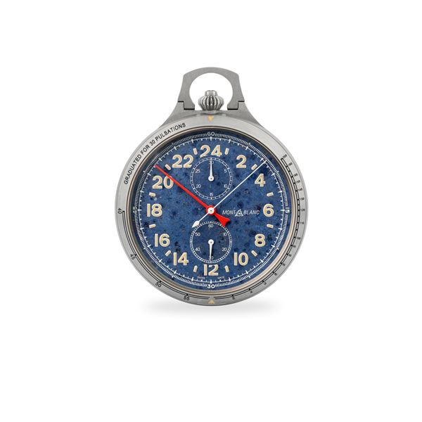 Prestigioso orologio da tasca in titanio con funzione di bussola, 1858 Collection edizione limitata in 100 esemplari, quadrante in Dumortierite, circa 2018