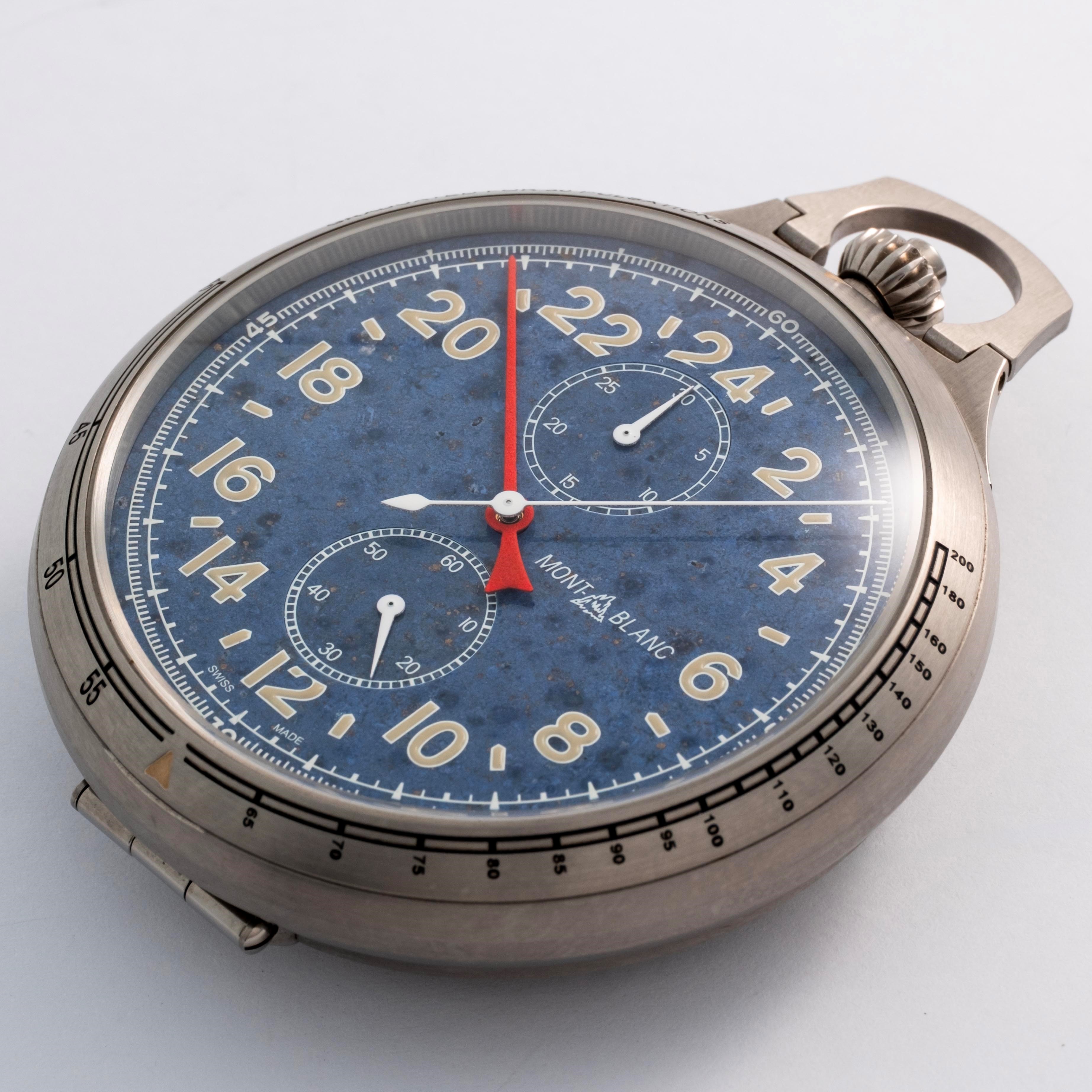 Montblanc - Orologio da tasca 1858 Collection con bussola, titanio, quadrante in Dumortierite (ed...
