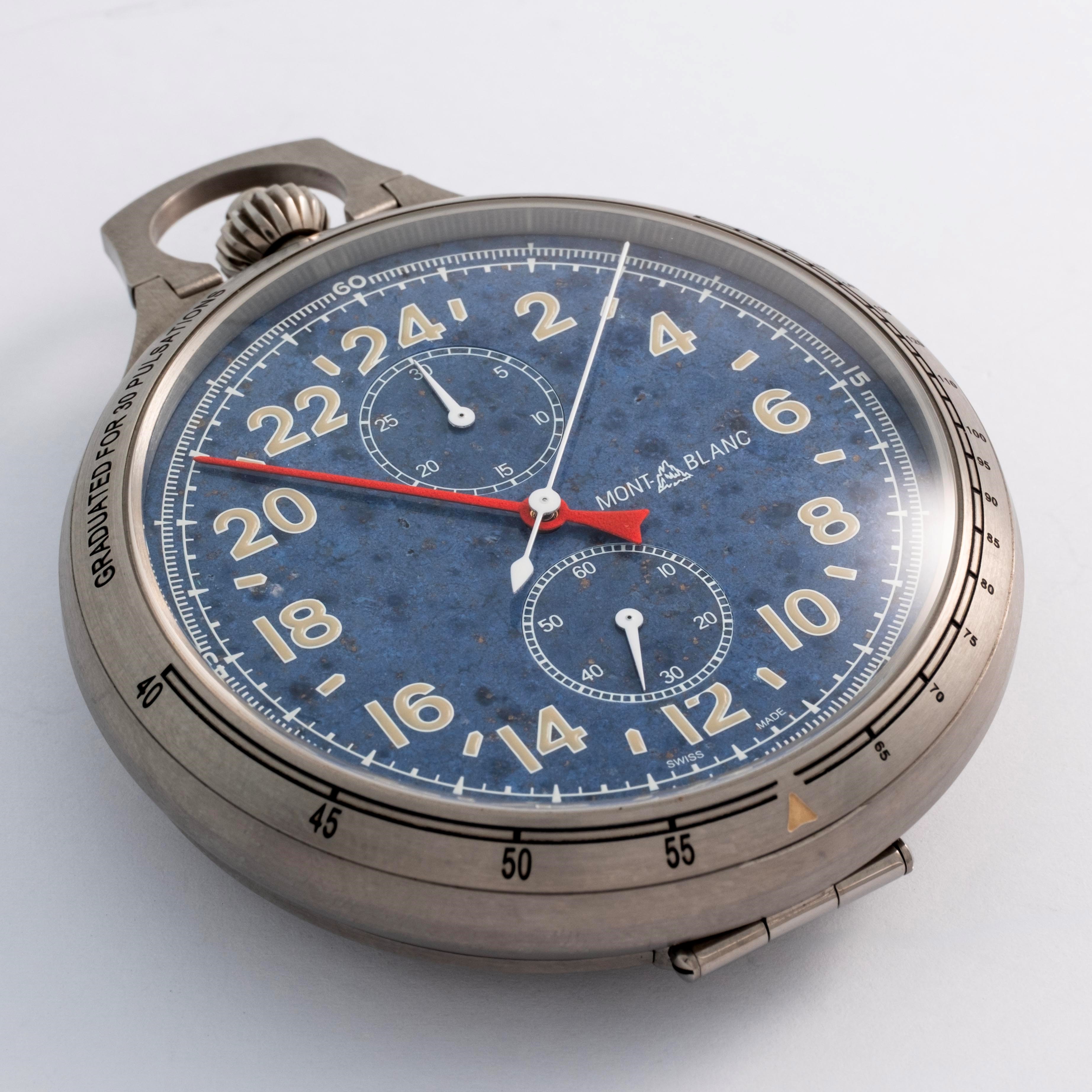 Montblanc - Orologio da tasca 1858 Collection con bussola, titanio, quadrante in Dumortierite (ed...
