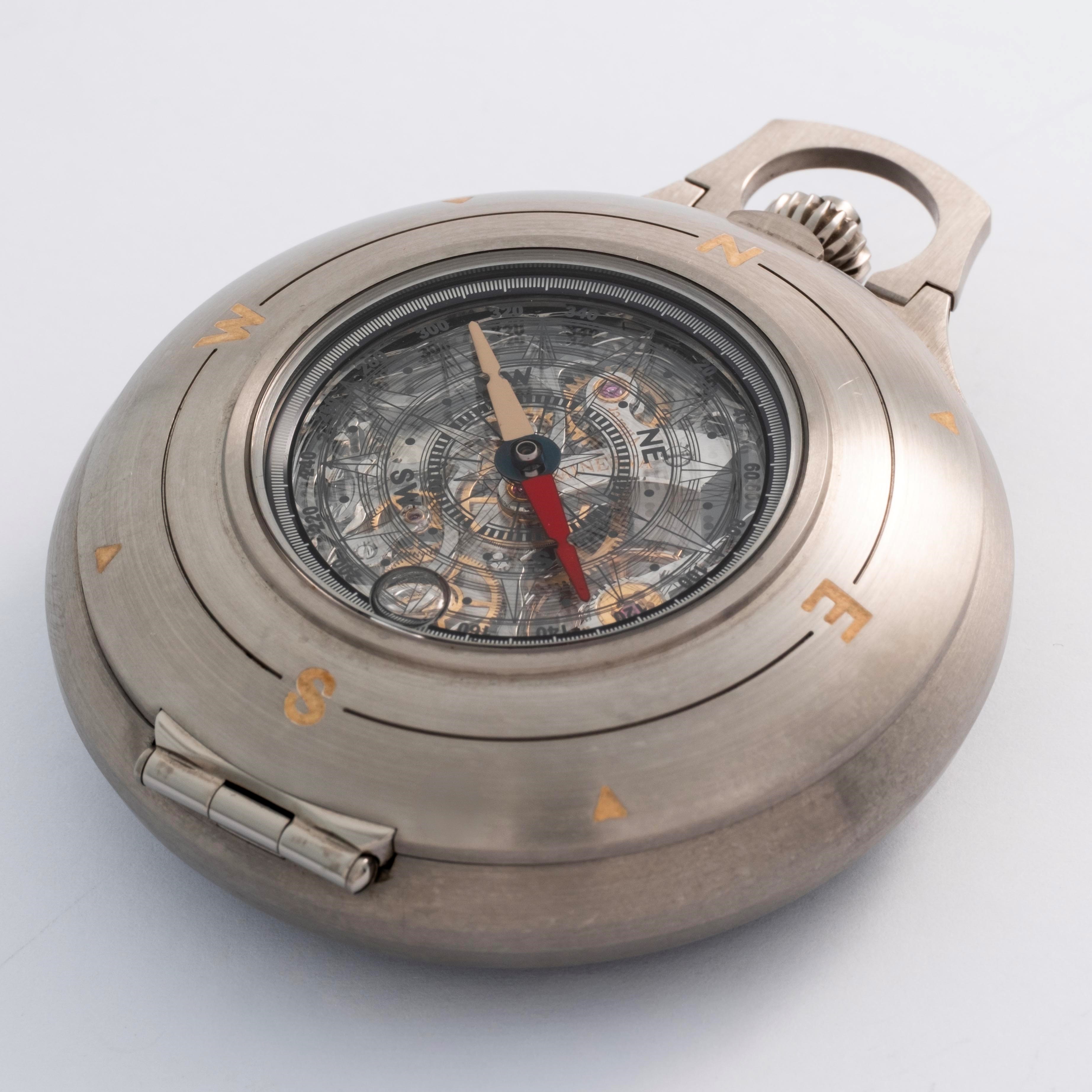 Montblanc - Orologio da tasca 1858 Collection con bussola, titanio, quadrante in Dumortierite (ed...